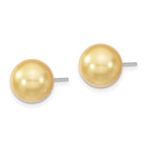 Sophia Jewelers Rhodium-Plated Sterling Silver Yellow Shell Pearl Earrings